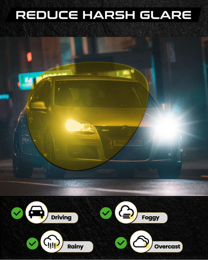 SODQW Aviator Night-Driving Glasses, Night-vision Goggles Anti Glare Polarized Yellow Lens, Fashion Safety Glasses (Gold Frame/Yellow Night-Driving Glasses)