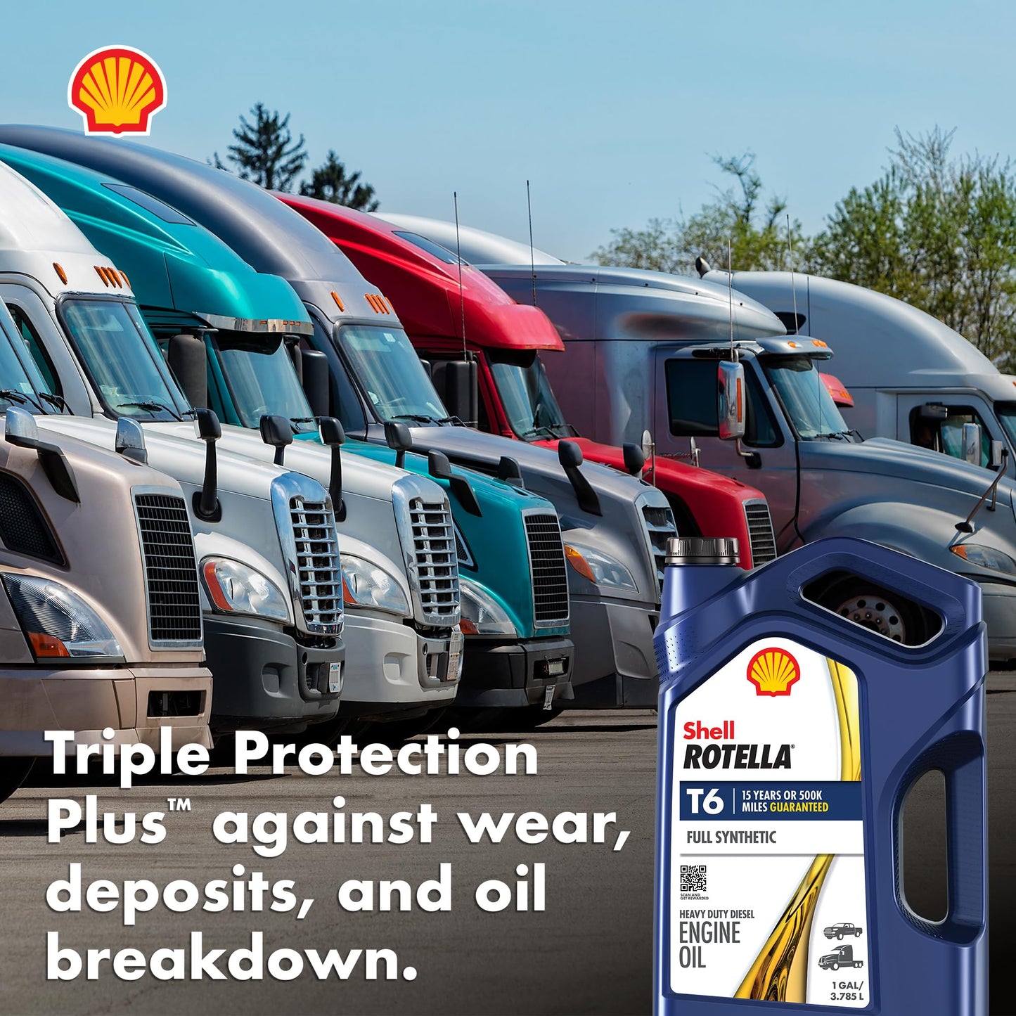 Shell Rotella T6 Full Synthetic 15W-40 Diesel Engine Oil, 1 Gallon