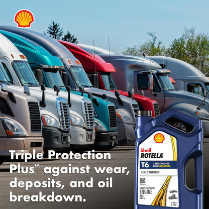 Shell Rotella T6 Full Synthetic 15W-40 Diesel Engine Oil, 1 Gallon