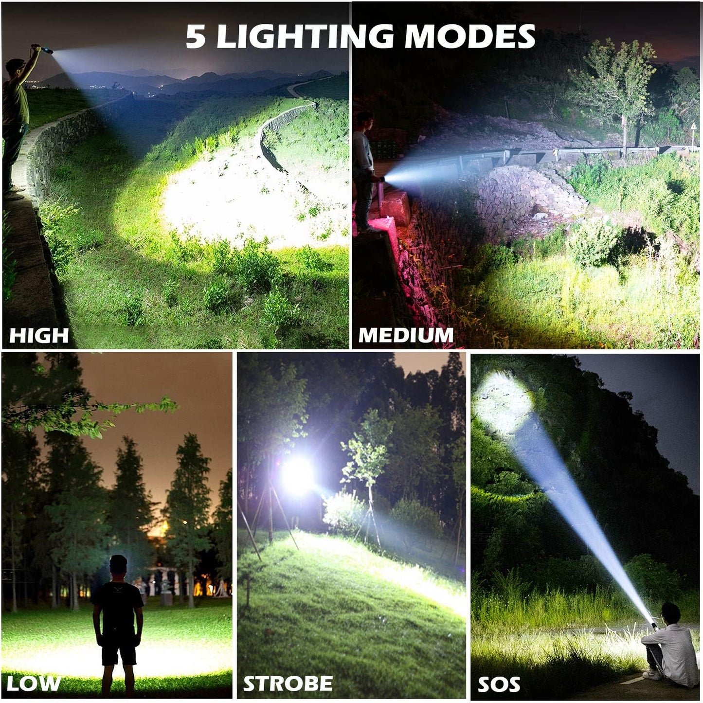 Rechargeable Flashlights 90,000 Lumens, Super Bright LED Flashlight High Lumens with USB Cable, 5 Modes Waterproof Flashlight Powerful Flash Light for Home Camping Hiking