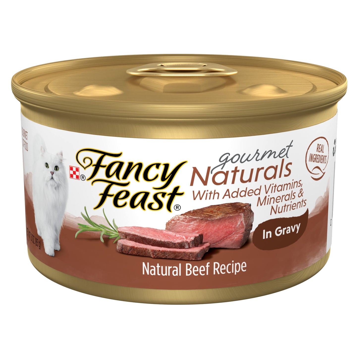 Purina Fancy Feast Wet Cat Food Natural Gourmet Naturals Beef Recipe in Wet Cat Food Gravy - (Pack of 12) 3 oz. Cans