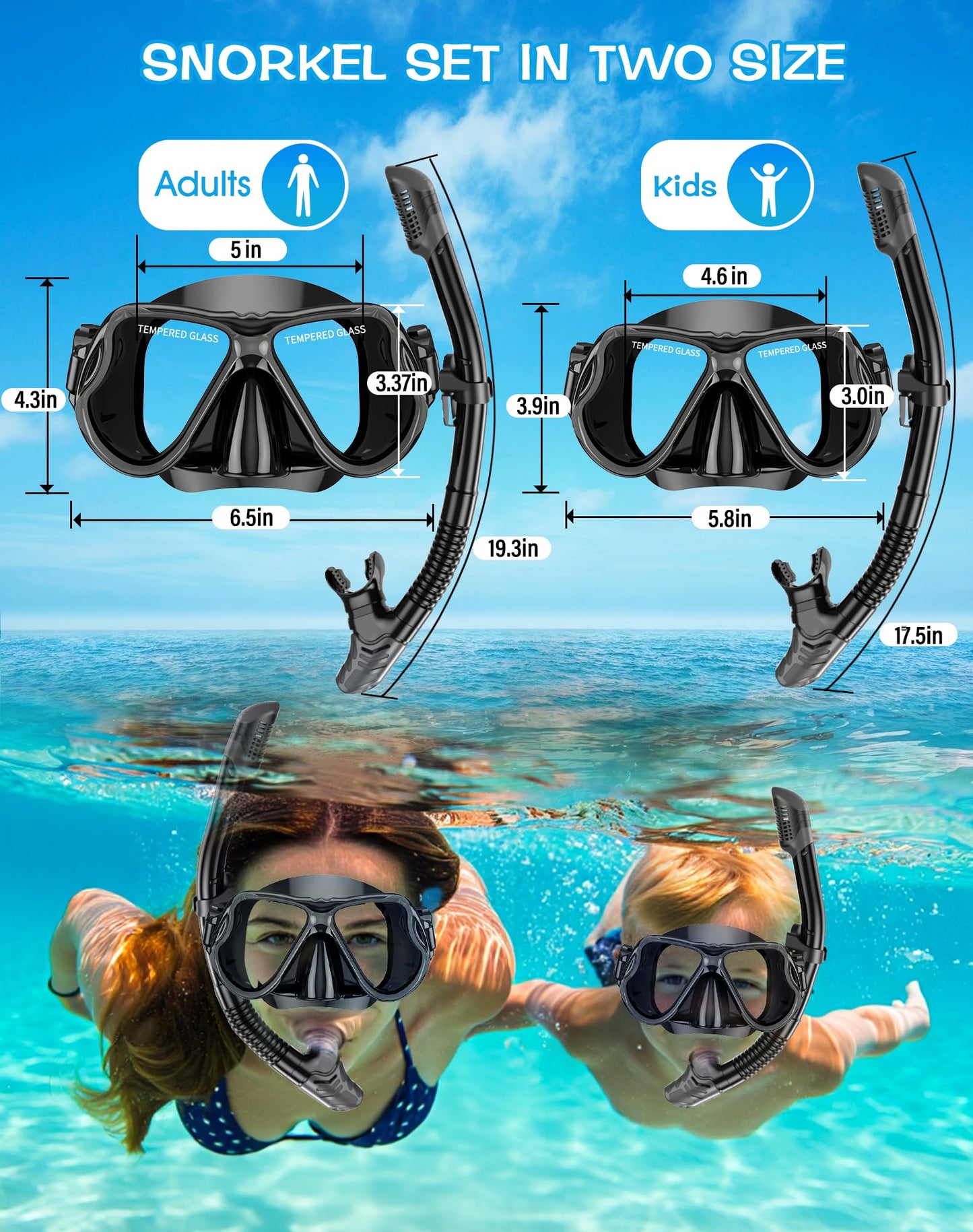 Greatever Dry Snorkel Set,Panoramic Wide View,Anti-Fog Scuba Diving Mask,Professional Snorkeling Gear for Adults