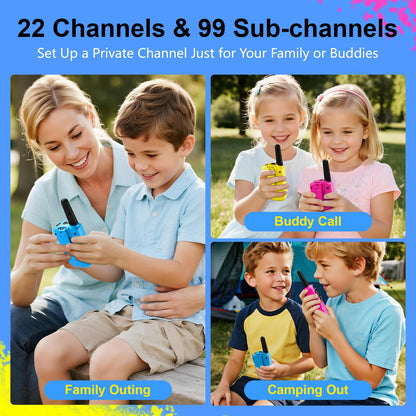 Walkie Talkies for Kids Toys for Boys Girls 4-6, 3 Miles Range Walkie Talkie to Camping, Outdoor 4 Year Old Girl Birthday Gifts for 3 4 5 6 7 Year Old Boy Girl Gifts Age 6-8 (Blue&Pink&Yellow)