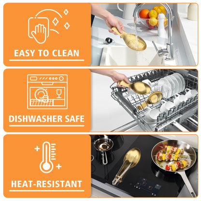 VanlonPro Stainless Steel Spoon Rest, Spatula Ladle Holder, Stainless Steel Utensil Spoon Rest Holder, Brushed Finish, Dishwasher Safe 9.8 x 3.7 Inch (Gold 1PC)