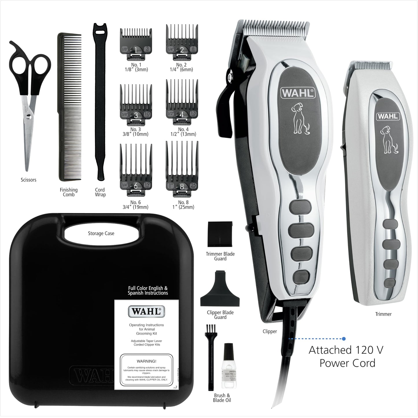 Wahl USA Pet-Pro Corded Clipper & Battery Trimmer Pet Grooming Combo Kit for Dogs with Light to Thick Coats, The Brand Used by Professionals - Model 9284