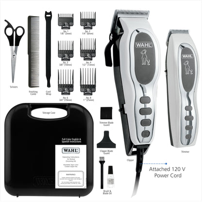 Wahl USA Pet-Pro Corded Clipper & Battery Trimmer Pet Grooming Combo Kit for Dogs with Light to Thick Coats, The Brand Used by Professionals - Model 9284