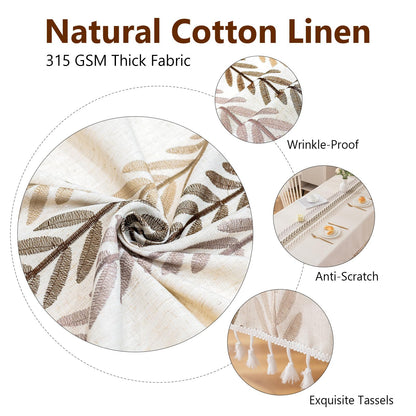 Deep Dream Table Cloth Rectangle Table, Rustic Waterproof Cotton Linen Tablecloths, Wrinkle Free Farmhouse Style Table Cloths for Parties, Kitchen Dining, Holiday, 55''x102'', 8-10 Seats