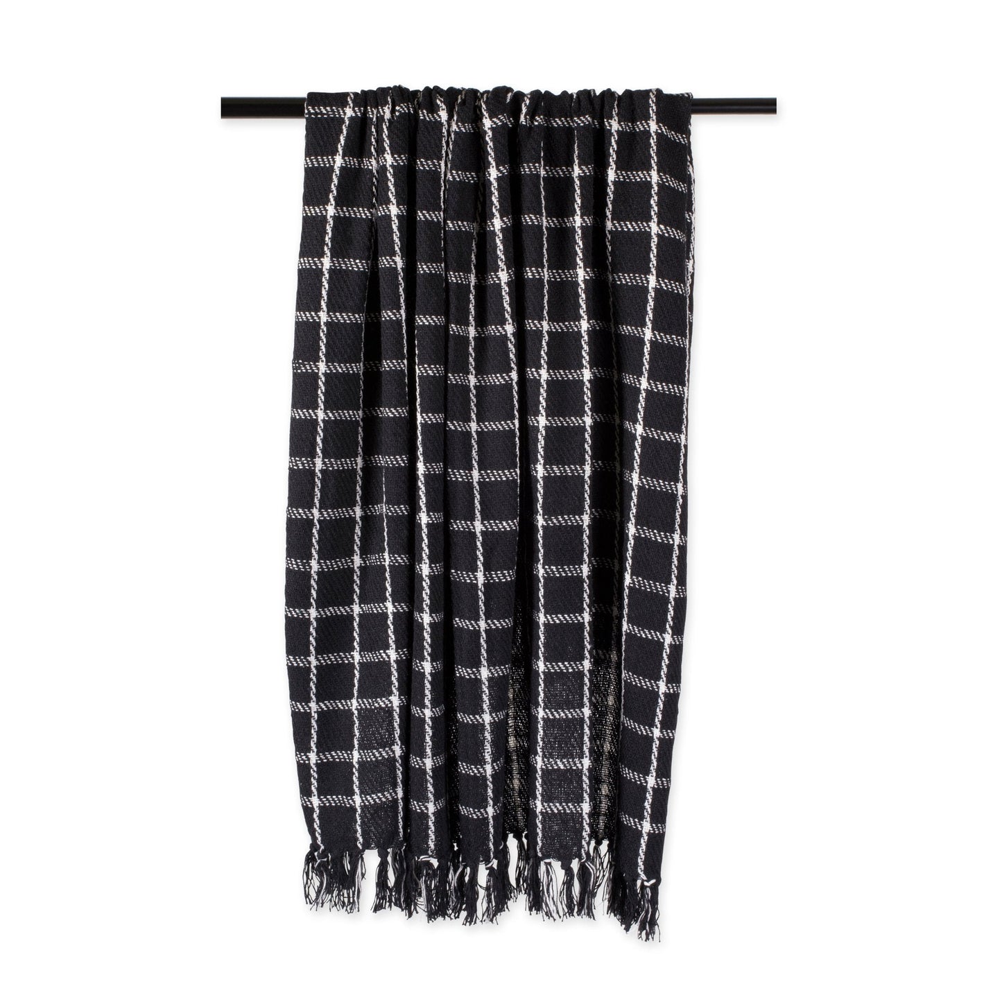 DII Transitional Checked Plaid Woven Throw, 50x60, Black