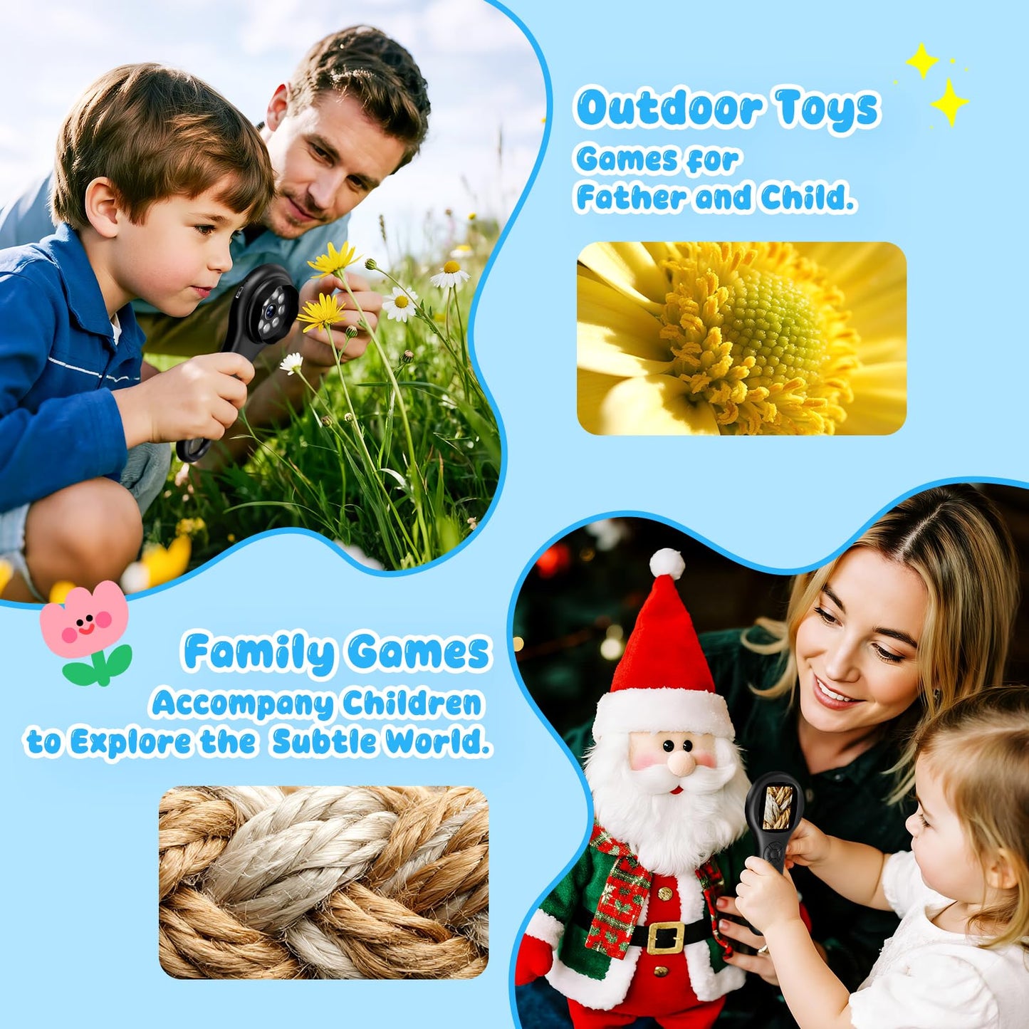 Ashfly Magnifying Glass - Mini LED Pocket Microscope for Kids(5-10 Years) - Educational Science Kit Durable Design - Ideal Gift for Girls (Black)