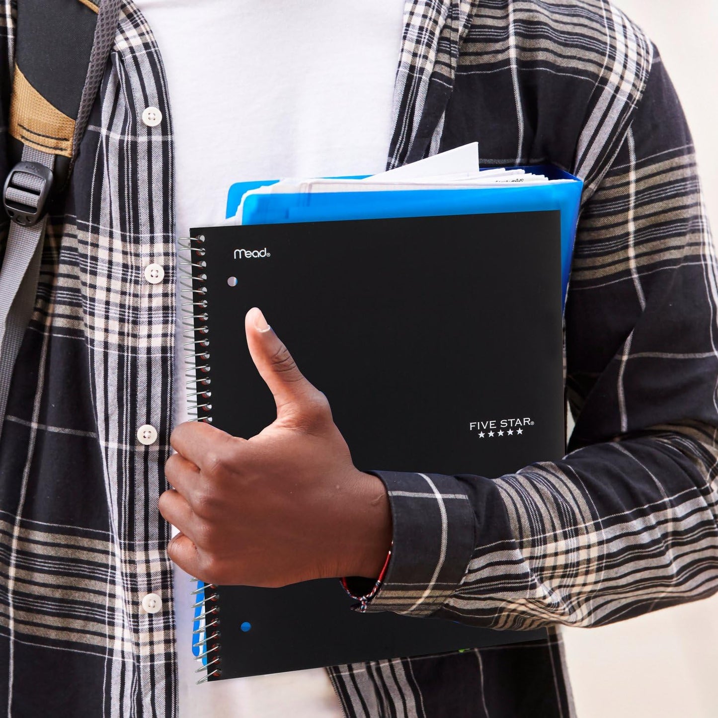 Five Star Spiral Notebook + Study App, 5 Subject, College Ruled Paper, 8-1/2" x 11", 200 Sheets, Fights Ink Bleed, Water Resistant Cover, Black (72081)