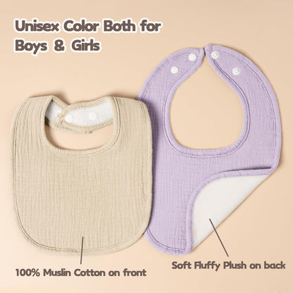 Susurration Muslin Baby Drool Bibs 10Pack Soft Square Adjustable Bandana Bibs for Unisex Baby Girls & Boys (Pink)