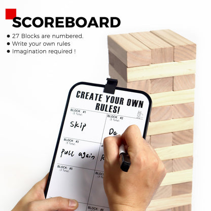 Giant Tower Game Outdoor Games 54 Blocks Stacking Game Includes Carry Bag and Scoreboard