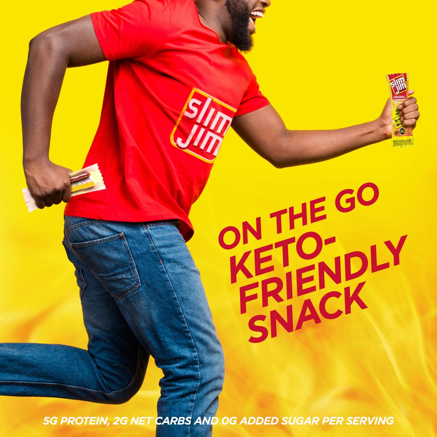 Slim Jim Beef 'N Cheese Smoked Meat Sticks, Original Flavor, 5g Protein Per Serving, Snack Size, Lunchbox Snack, 0.9 oz. (10 Count)