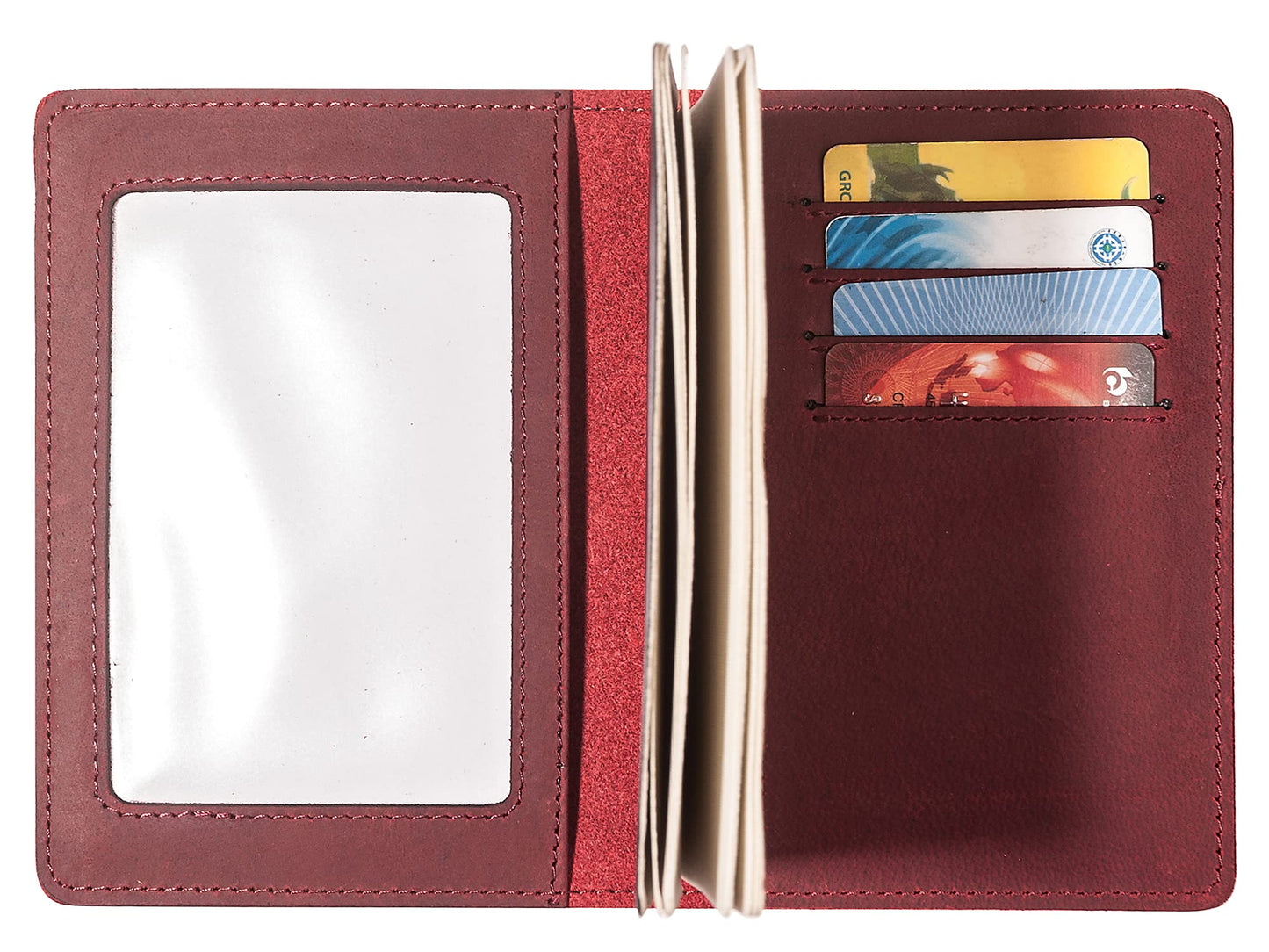 RFID-Blocking Genuine Leather Passport Holder - Travel Document Organizer Wallet for Men & Women, Durable Slim Travel Accessories with Card Slots (Wine Red)