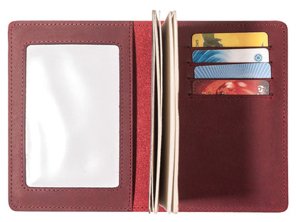 RFID-Blocking Genuine Leather Passport Holder - Travel Document Organizer Wallet for Men & Women, Durable Slim Travel Accessories with Card Slots (Wine Red)