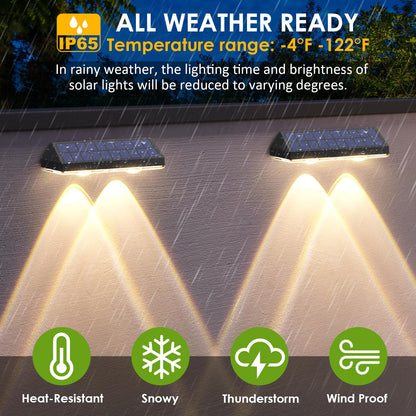 Solar Fence Lights Outdoor - 2700/4000/6000K 3 Mode, Solar Fence Lights Outdoor Waterproof LED, Fence Light Solar Powered for Outside, Backyard/Railing/Step/Patio/Wall and Home Improvement(8 Pack)