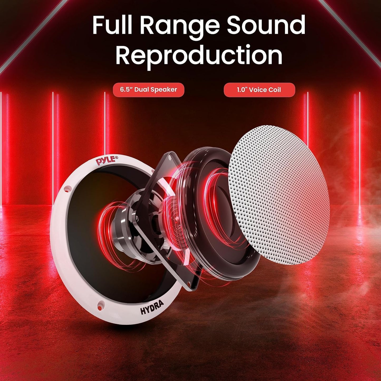 Pyle 6.5 Inch Dual Marine Speakers - 2 Way Waterproof and Weather Resistant Outdoor Stereo Sound System with 400 Watt Power, Polypropylene Cone and Butyl Rubber Surround - 1 Pair - PLMR605W(White)