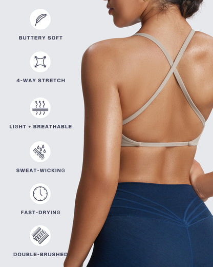 Aoxjox Women's Workout Sports Bras Fitness Sienna Low Impact Bra Yoga Crop Tank (Mink, Small)