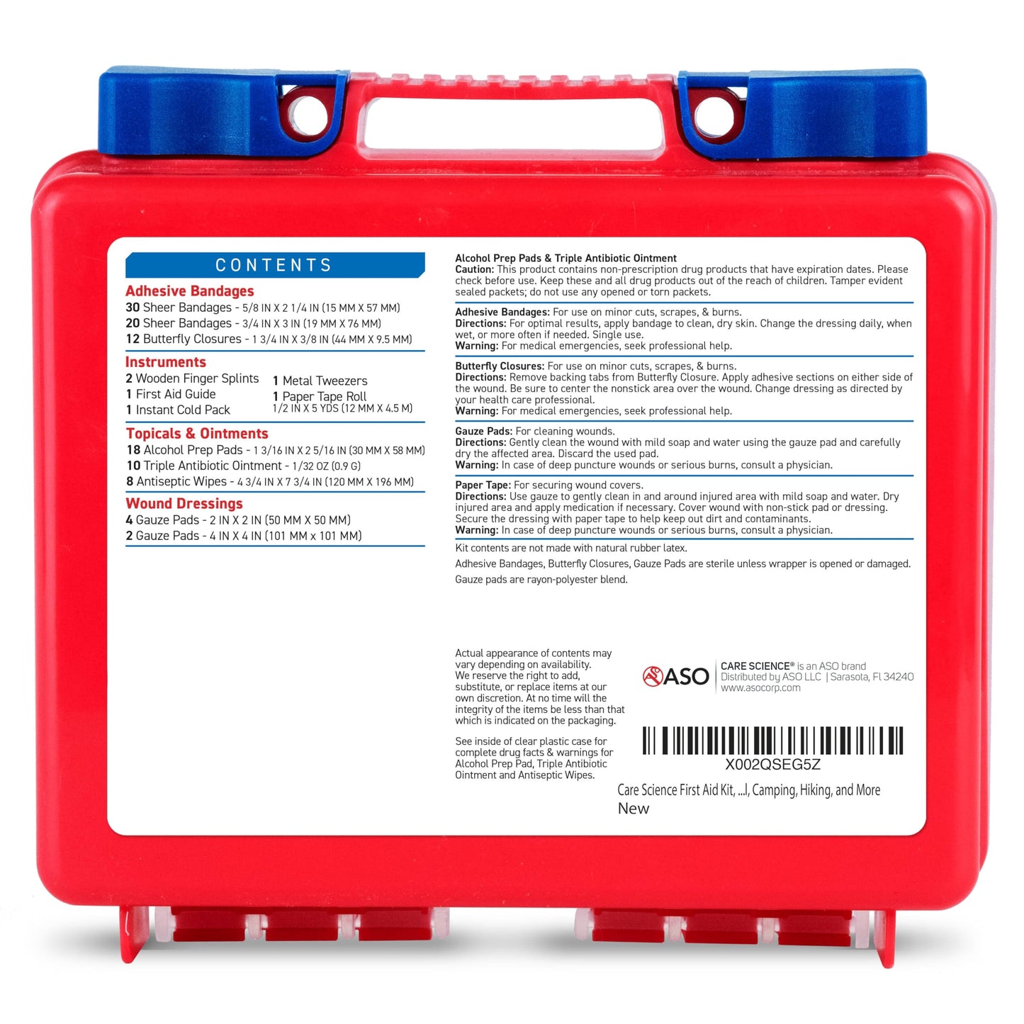 Care Science First Aid Kit, 110 Pieces | Professional Use for Travel, Work, School, Home, Car, Emergency, Survival, Camping, Hiking, and More