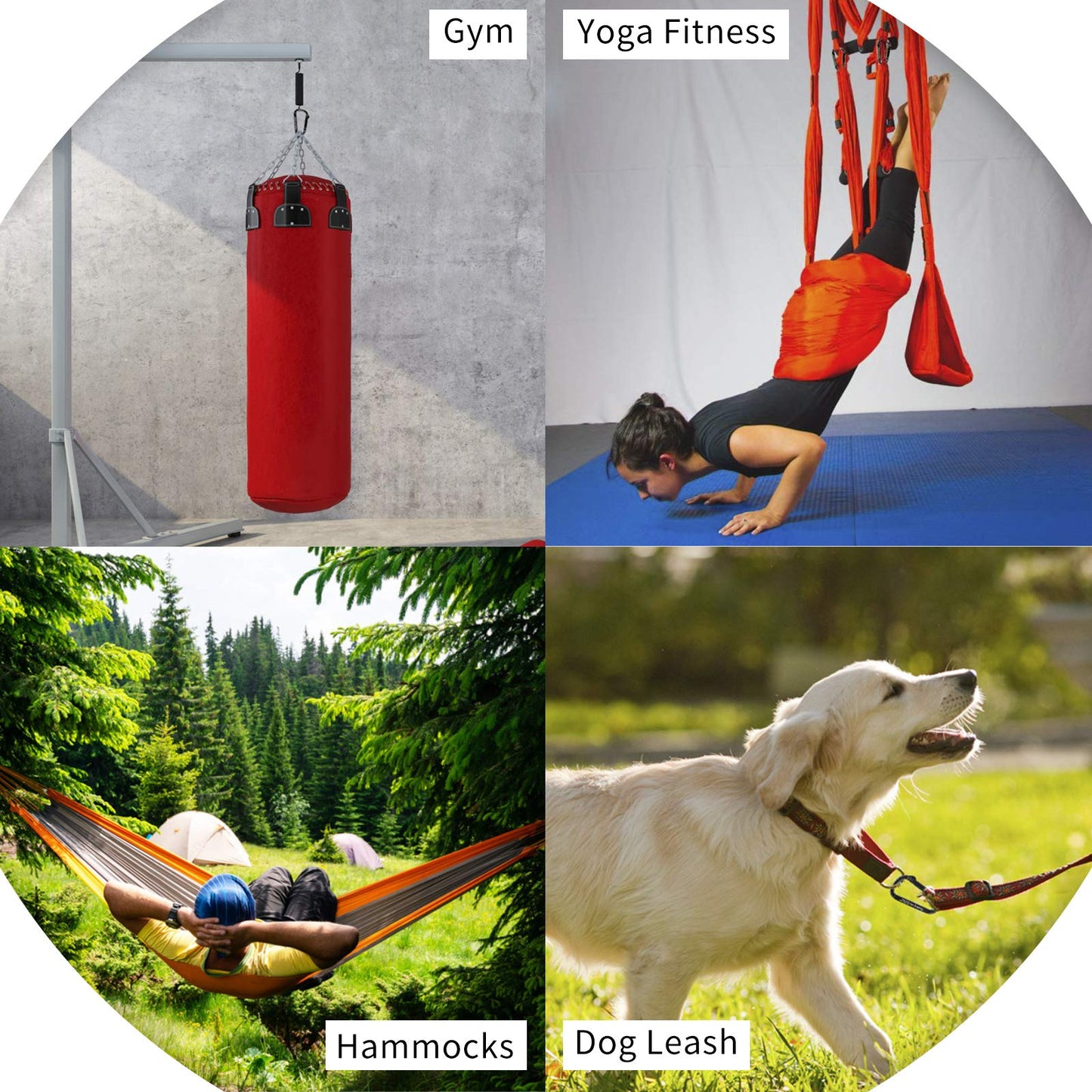 Carabiner Clip，855lbs，3" Iron Heavy Duty Caribeaners for Hammocks,Camping Accessories,Hiking,Keychain,Outdoors and Gym etc,Spring Snap Hook Carabiners for Dog Leash,Harness and Key Ring,2 PCS,Black