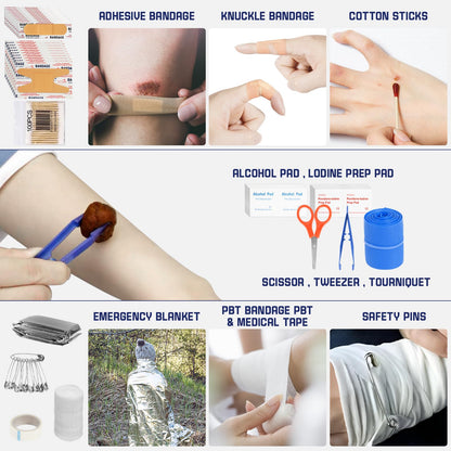 Survival Kits, 149Pcs Survival Gear First Aid Kit IFAK with Molle System Essential Camping Gear Emergency Medical Supplies for Car Fishing Hunting Outdoor Adventure, Camping Essentials