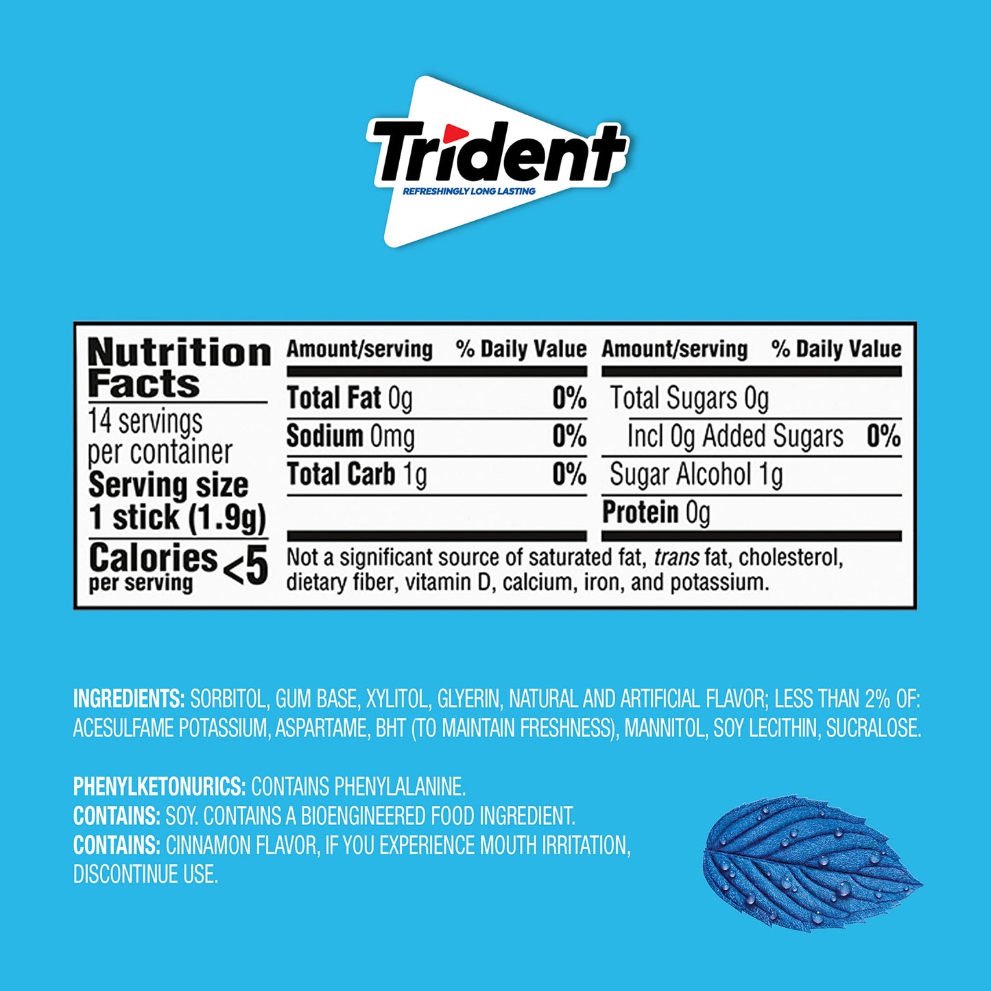 Trident Original Flavor Sugar-Free Chewing Gum, 14 Pieces (Pack of 24) (336 Total Pieces)