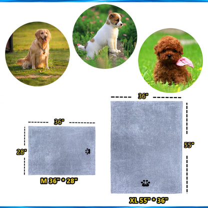 Dogvingpk Dog Towels for Drying Dogs Super Absorbent Soft Microfiber Pet Bath Grooming Towel for Dogs Cats and Other Pets (M-36" * 28", Grey )