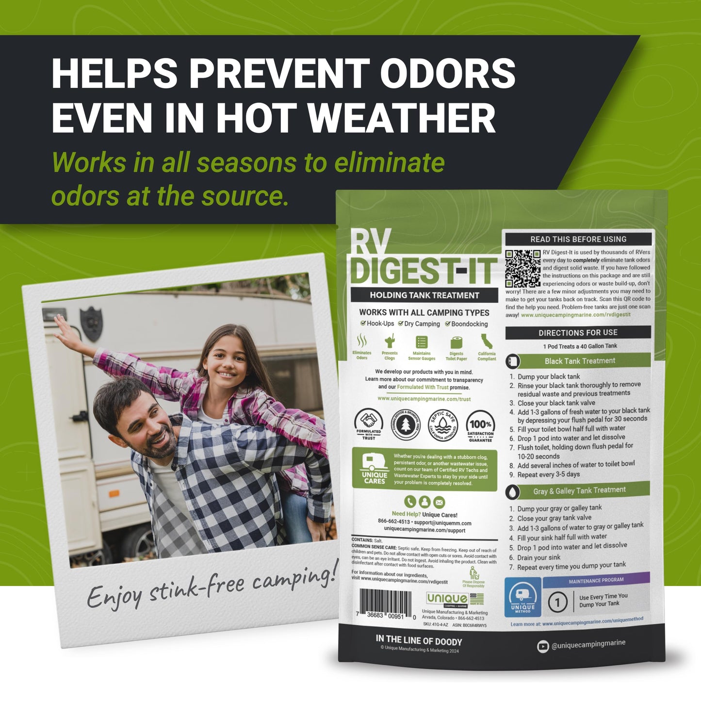 Unique RV Digest-It Classic RV Toilet Treatment, Drop-In Pod - Convenient, Dissolvable, Mess-Free - Eliminates Odors and Liquifies Waste (20 Pods)