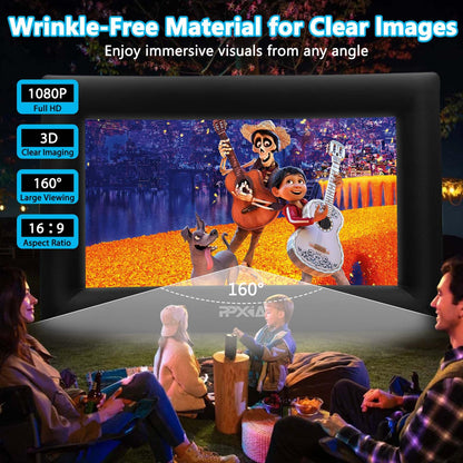PPXIA Inflatable Movie Screen Outdoor Projector Screen for Outside 20ft, Blow Up Screens Front and Rear Projection with Air Blower, Best for Movie Nights Backyard Home Theater Pool Party