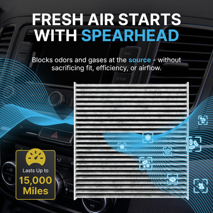 Spearhead Odor Defense Breathe Easy AC & Heater Cabin Filter, Fits Like OEM, Up to 25% Longer Lasting w/Activated Carbon (BE-285)