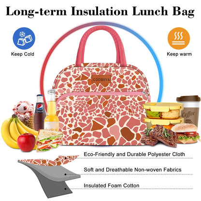 Coobiiya Lunch Bag Women, Lunch Box for Women Adult Men, Small Leakproof Cute Lunch Tote Large Capacity Reusable Insulated Cooler Lunch Container for Work/Office/Picnic/Travel-Pink Leopard