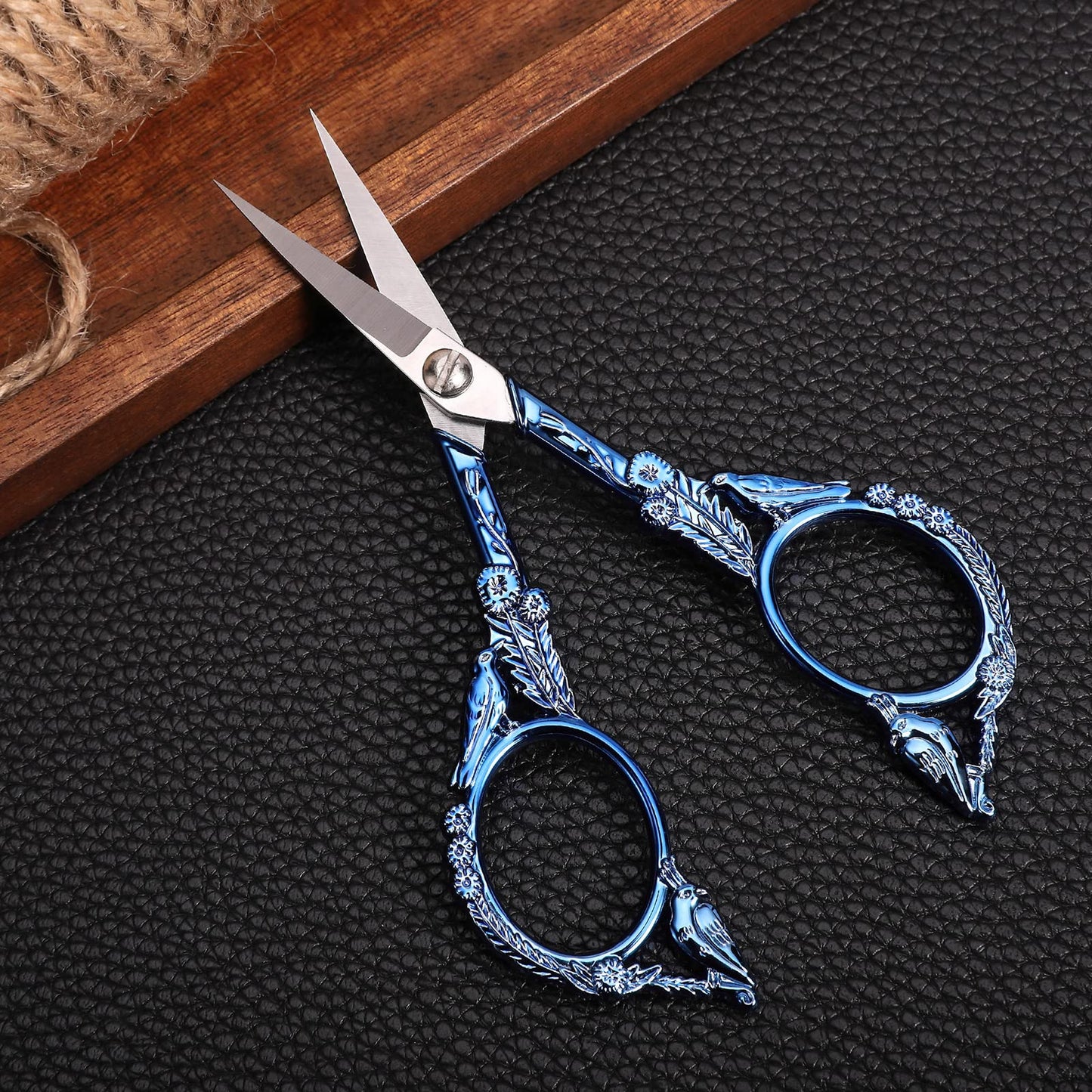 YOUGUOM Embroidery Scissors, Small Sharp Pointed Detail Shears for DIY Craft Needlework Yarn Sewing Cross Stitch Thread Cutting Handicraft Tool, 4.6in Blue Little Bird