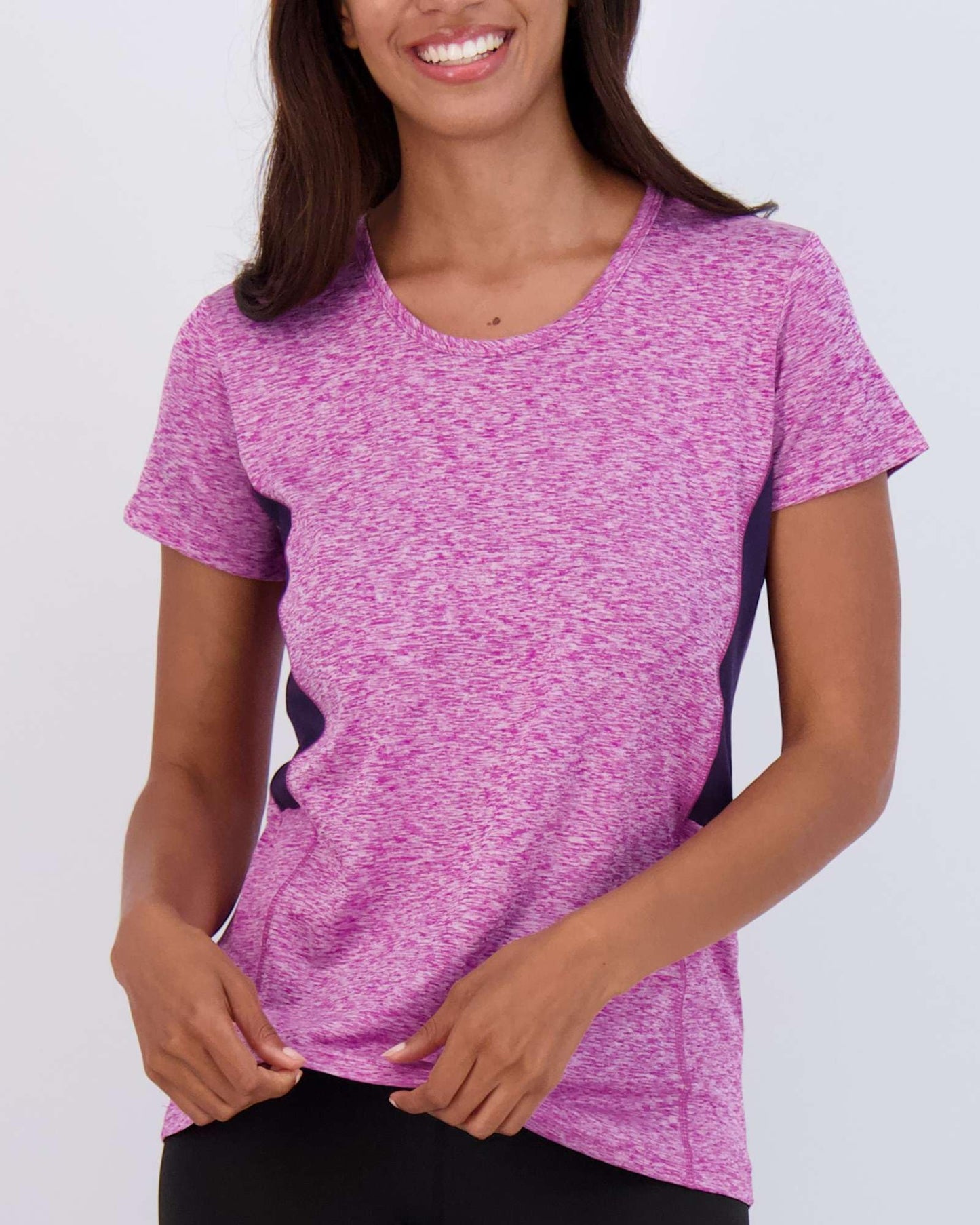 Real Essentials 5 Pack: Women's Short Sleeve T-Shirts Workout Tops Fitness Pilates Gym Activewear Athletic (Plus Available), Set 4, M, Pack of 5