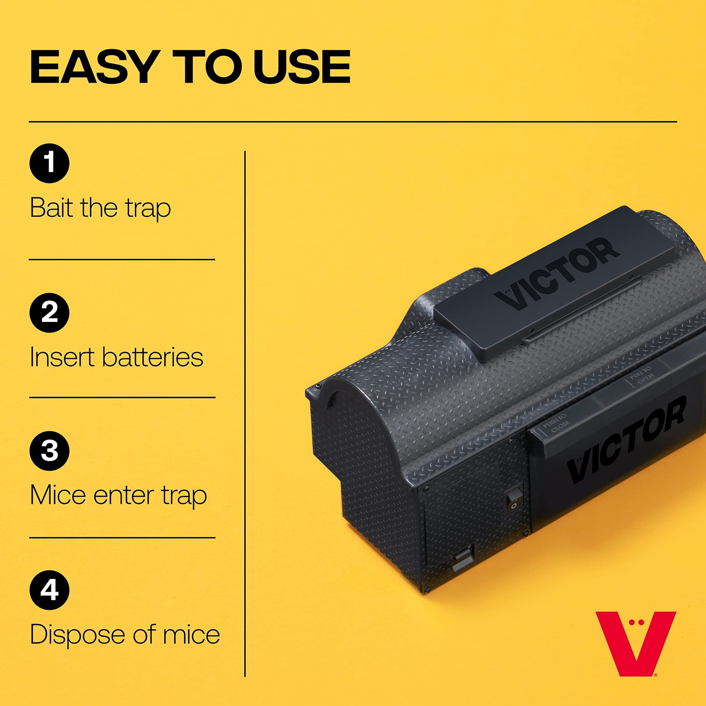 Victor M260 Indoor Multi-Kill Humane Electronic Mouse Trap - No Touch, No See Electronic Intant Kill Mouse Trap - 2 Traps, Black