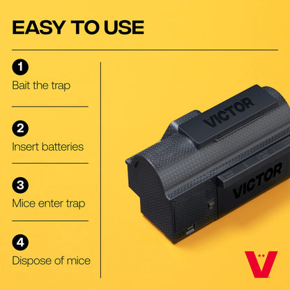 Victor M260 Indoor Multi-Kill Humane Electronic Mouse Trap - No Touch, No See Electronic Intant Kill Mouse Trap - 2 Traps, Black