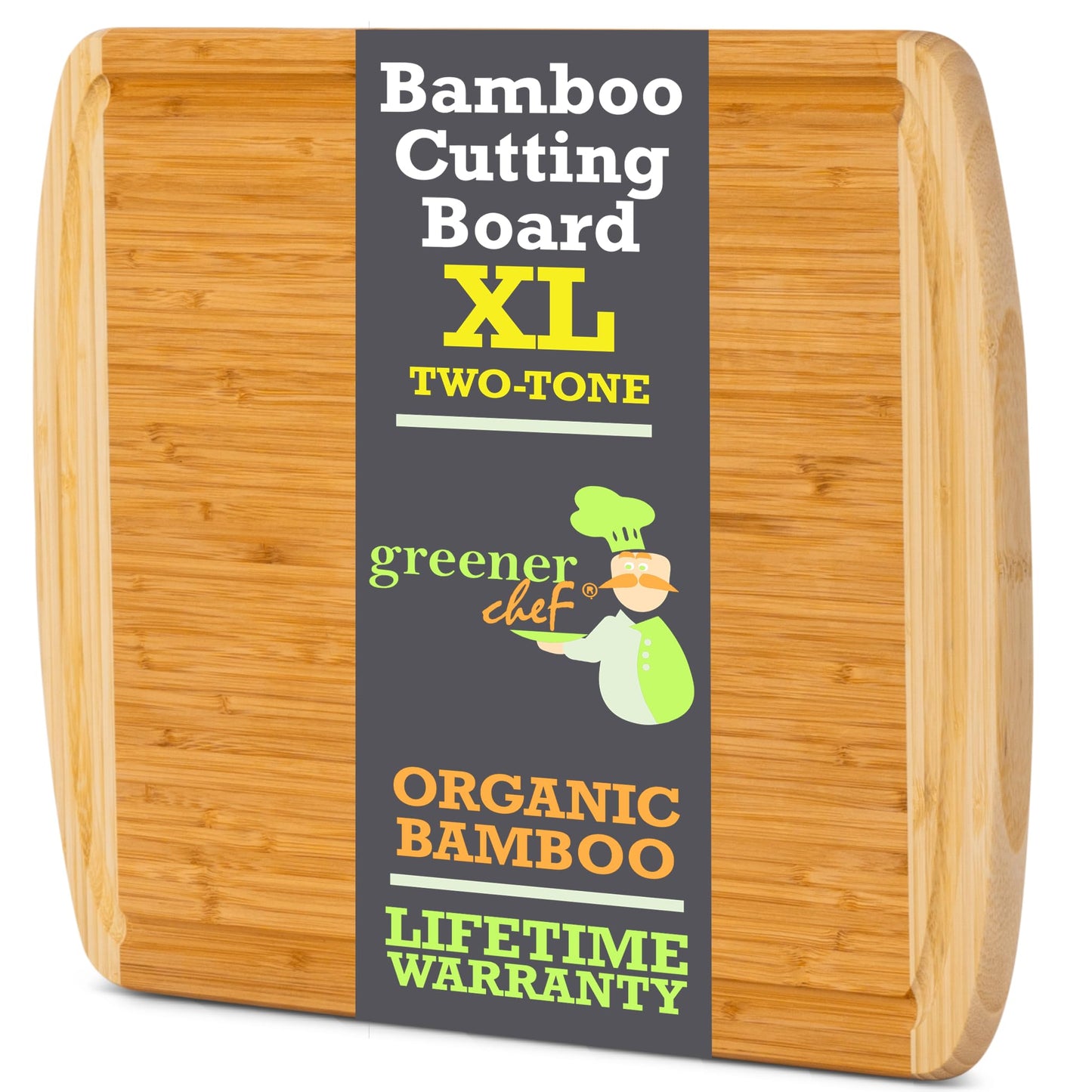FSC® Certified Organic Extra Large Bamboo Cutting Board – 18 x 12.5 Inch – Reversible Wood Non Toxic Cutting Boards for Kitchen Prep, Meat, Charcuterie & Serving, Lifetime Replacments