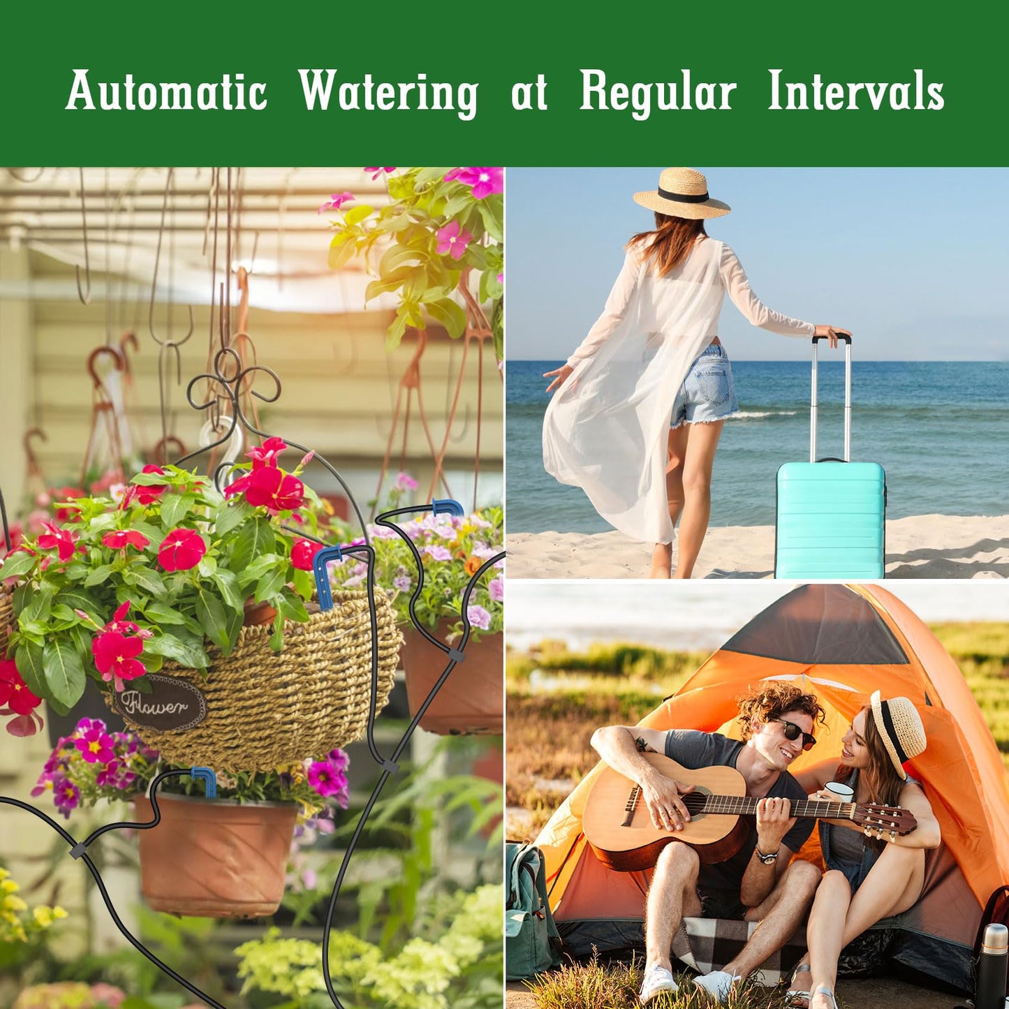 Solar Automatic Drip Irrigation System Kit, Auto Watering Kit for DIY Garden Watering System with 9 Timing Modes and Anti-Siphon Set，Indoor/Outdoor Garden, Balcony & Patio Irrigation System