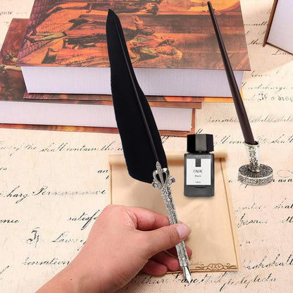 Trustela Calligraphy Set for Beginners, Wooden Dip Pen, Feather Quill, 19 Nibs, Ink Set, Gift Box