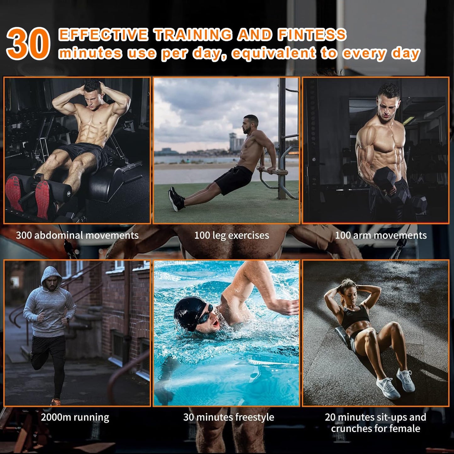 DOMAS Ab Belt Abdominal Muscle Toner- Abs Stimulator with 6 Modes Electronic Abs Stimulating Belt EMS Muscle Toning Belt for Men Women Training Device for Muscles Stomach Workout Massager