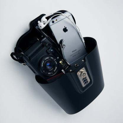 SAFEGO Portable Indoor/Outdoor Lock Box Safe with Key and Combination Access (Black)