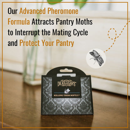 Dr. Killigan's Premium Double Potent Pantry Moth Traps with Pheromones Prime, Sticky Indian Meal Moth Traps for Kitchen, How to Get Rid of Moths in House, Organic Moth Pheromone Traps (6 Pack, Black)