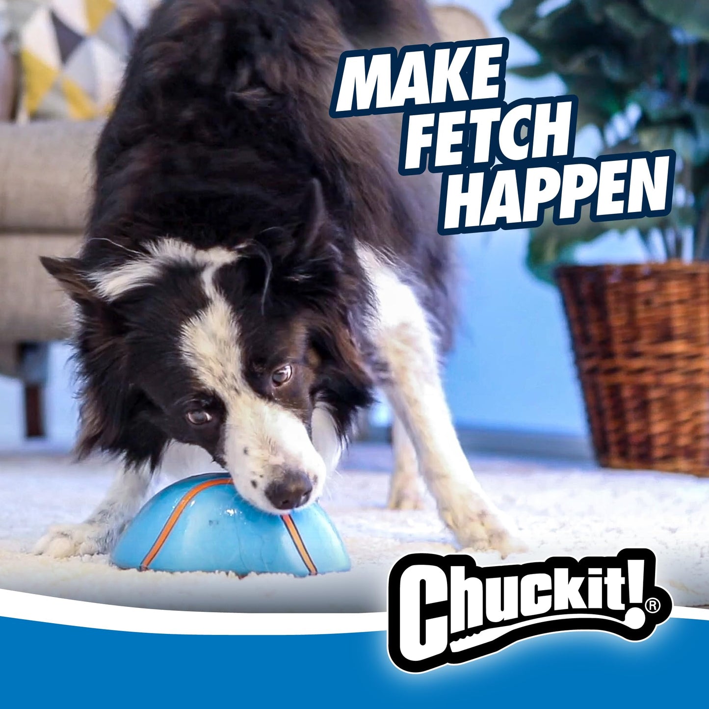 Chuckit! Indoor Super Slider Self-Fetch Squeaky Toy for Dogs - Glides Harmlessly On Most Surfaces - Fun Dog Toys to Keep Them Busy - For Small, Medium, and Large Breeds - Durable Rubber