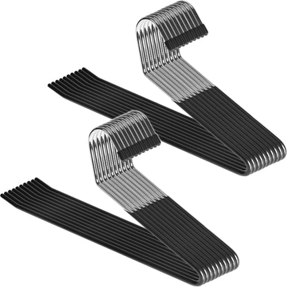 Zober Pants Hangers Non Slip - 20 Pack Open Ended Pants and Jean Hangers for Closet - Space Saving Clothes Hanger - Strong, Durable, Metal Pant Hangers (Black)