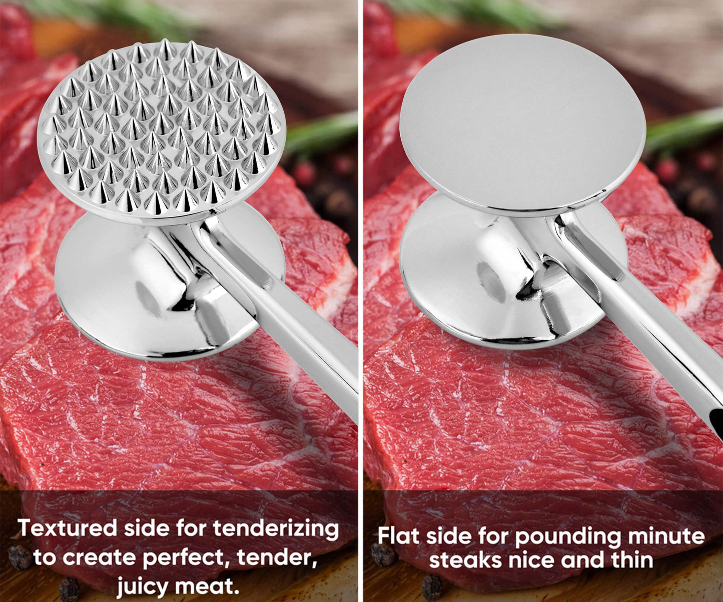 Aliglow Meat Tenderizer Hammer Tool Mallet Pounder for Kitchen Tenderizing Steak Beef Poultry,Heavy Duty Dual-Sided Tenderiser with Soft Grip Handle - Multifunctional Beater for Chicken,Fish, Baking