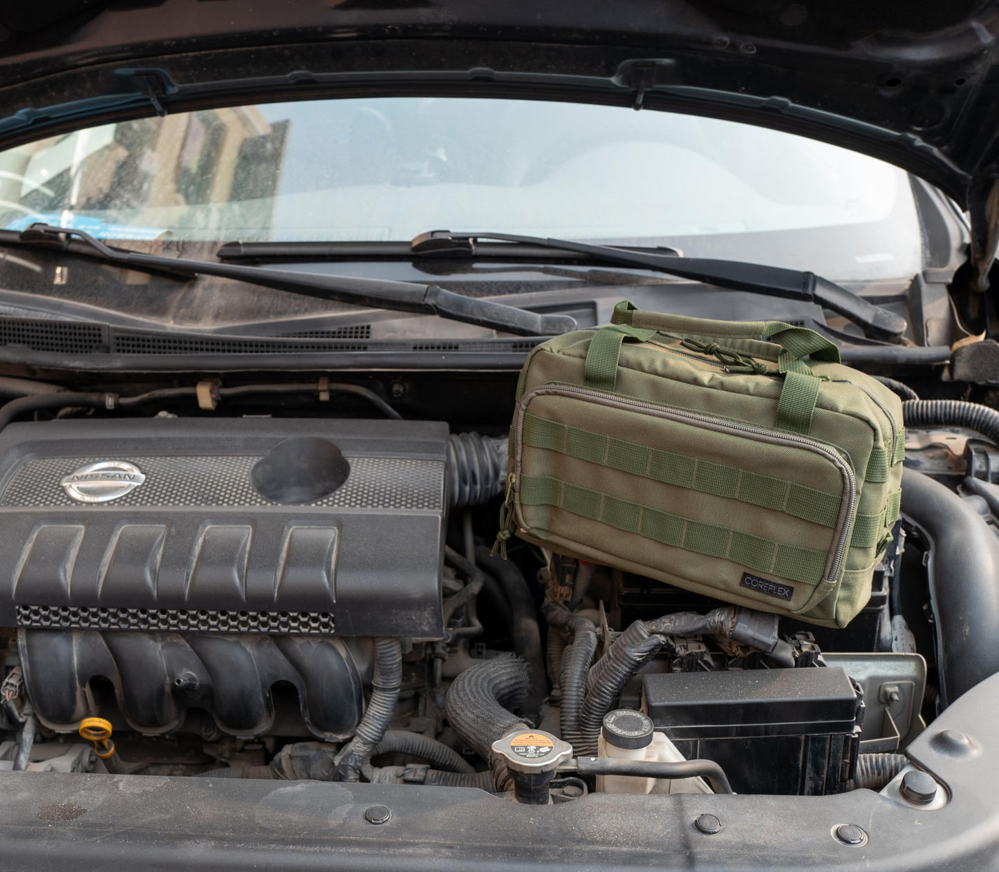 Coreflex 12-Inch Heavy Duty Tool Bag - Tactical, Gear, Range, EDC, Multi-Purpose Work Bag for Mechanics, Electricians, Carpenters, Builders, Plumbers (Olive Green)