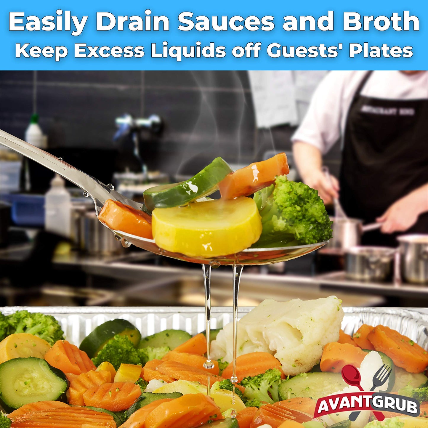 Super Strong, Ergonomic 11 in Serving Spoon 1 Pk. Big, Solid Stainless Steel Spoons for Cooking, Baking and Basting. Best Kitchen Flatware for Buffet and Banquet Service in Restaurants and Homes