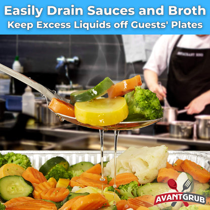 Super Strong, Ergonomic 11 in Serving Spoon 1 Pk. Big, Solid Stainless Steel Spoons for Cooking, Baking and Basting. Best Kitchen Flatware for Buffet and Banquet Service in Restaurants and Homes