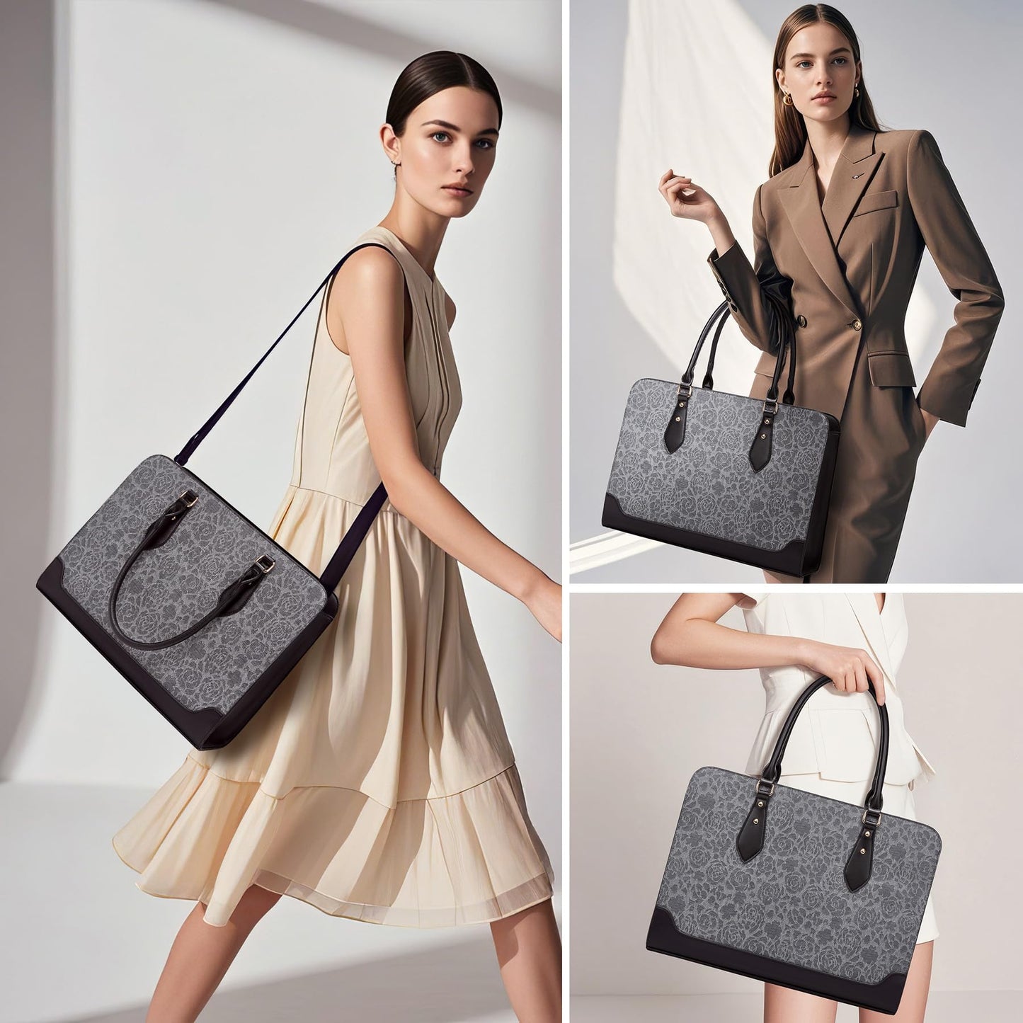 Laptop Bag for Women 15.6 Inch Work Tote Bag for Women,Leather Computer Bags Waterproof Tote Professional Briefcase,Large Capacity Business Office Bag for Work