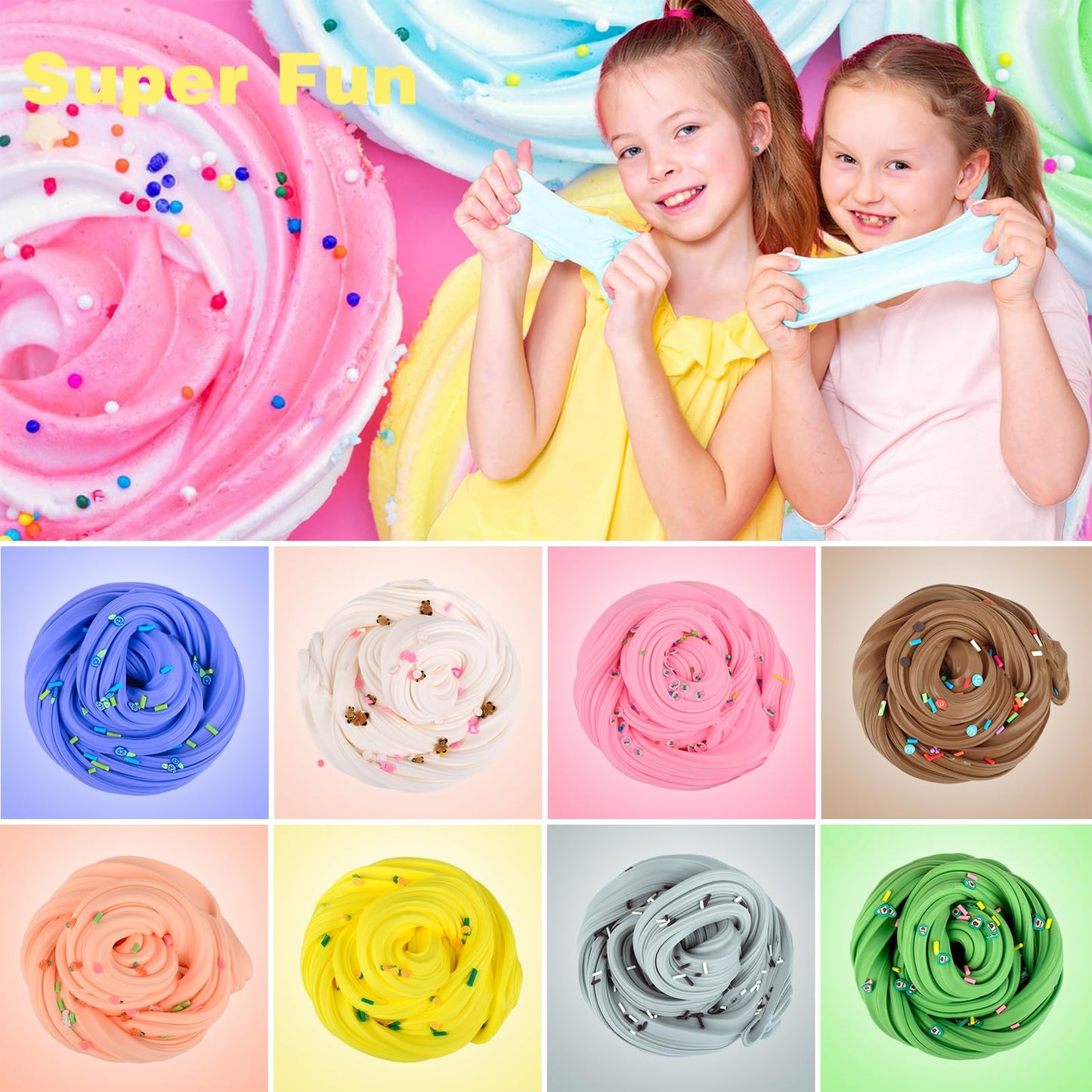 WUHUANIU 15 Pack Mini Slime, Butter Slime Party Favors, Soft Non-Sticky and Stretchy Slime Kit for Classroom Prizes, Christmas Stocking Stuffers, Goodie Bag Stuffers for Kids Boys Girls, N001 N002