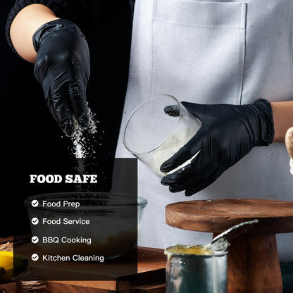 TitanFlex Disposable Nitrile Exam Gloves, 6-mil, Black, XL 100-ct Box, Heavy Duty, for Cooking, Mechanics, Latex Free, Food Safe Rubber for Food Prep